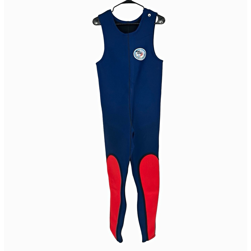 Vintage Wind Spray Wetsuit Adult Sm Blue Red Full Suit Waterski Surf USA Retro